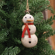 Recycled Metal Snowman with Scarf Ornament