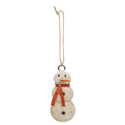 Recycled Metal Snowman with Scarf Ornament