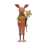 Recycled Metal Walter Pig with Daisy