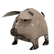 Large White Vintage Metal Pig