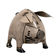 Large White Vintage Metal Pig