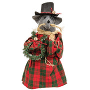 Marlow Winter Plaid Stuffed Mouse with Wreath - 12.5"H