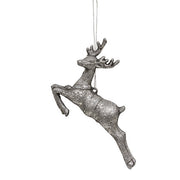 Antiqued Silver Vintage Reindeer Ornament  (2 Count Assortment)