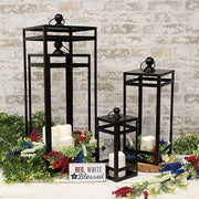 Black Metal Open Air Frame Lanterns (Set of 4)