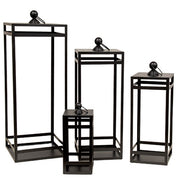 Black Metal Open Air Frame Lanterns (Set of 4)