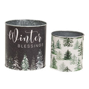 Woodland Winter Blessings Metal Buckets (Set of 2)