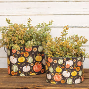 Watercolor Pumpkins & Sunflower Oval Buckets (Set of 2)