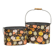 Watercolor Pumpkins & Sunflower Oval Buckets (Set of 2)