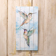 Watercolor Hummingbird Pair Slat Wall Art - 12"x23.75"