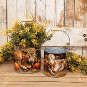 Pumpkin Patch Highland Metal Buckets (Set of 2)
