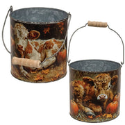 Pumpkin Patch Highland Metal Buckets (Set of 2)