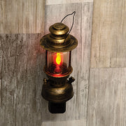 Distressed Bronze Finish Lantern Plug-In Nightlight with 1 W Flicker Bulb