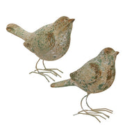 Distressed Floral Patina Standing Resin Bird  (2 Count Assortment)