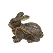 Carved Look Hatch Mark Bronze Finish Resin Bunnies (Set of 2)