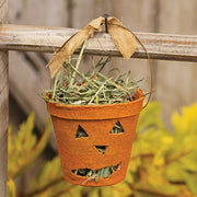 Jack O Lantern Planter with Prairie Grass - 3"H