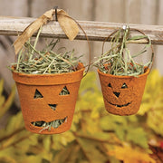 Jack O Lantern Planter with Prairie Grass - 2.25"H