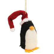 Felted Santa Hat Penguin Ornament