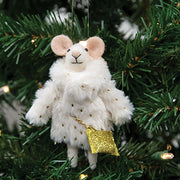 Christmas Fur Coat Mouse Felted Ornament