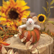 Mouse in Pumpkin Felted Ornament