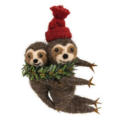 Sloth and Baby Felted Ornament