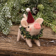 Christmas Wreath Pig Felted Ornament