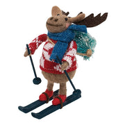 Skiing Moose Felted Ornament