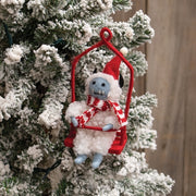 Ski Lift Abominable Snowman Felted Ornament
