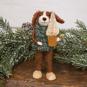 Dog with Tree Felted Ornament