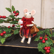 Festive Fashion Coffee Mouse Felted Ornament