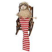 Knitting Sheep in Rocking Chair Felted Ornament