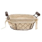 Fabric Lined Chicken Wire Basket with Handles - 8" x 5"