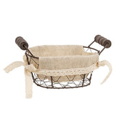 Fabric Lined Chicken Wire Basket with Handles - 7" x 4.25"