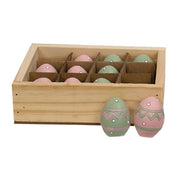 Mini Resin Easter Eggs in Wooden Crate (Set of 12)