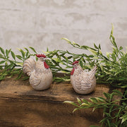 Antiqued Resin Carved Look Resin Rooster or Hen  (2 Count Assortment)