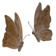 Distressed Carved Wood Look Resin Butterfly  (2 Count Assortment)
