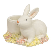 Resin Bunny & Flowers Taper Holder  (2 Count Assortment)
