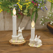 Resin Bunny & Flowers Taper Holder  (2 Count Assortment)