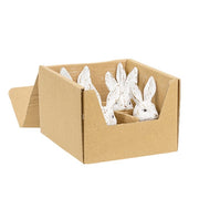 Carved Look Whitewashed Resin Bunny Bust Sitters (Set of 6)