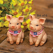 Resin Americana Piggy Sitters (Set of 6)
