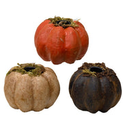 Papier Mache Mossy Pumpkin Taper Holder  (3 Count Assortment)