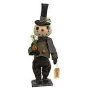Ollie Snowman On Wooden Stand - 18"H