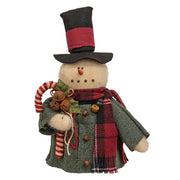 Top Hat Candy Cane & Coat Snowman - 16"H