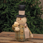 Plaid Jacket Teddy Bear Snowman - 16"H
