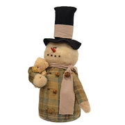 Plaid Jacket Teddy Bear Snowman - 16"H