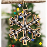 Black & White Plaid Snowflake Ornament - Large