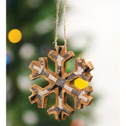 Black & White Plaid Snowflake Ornament - Small