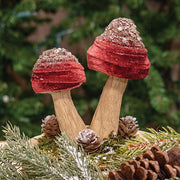 Burgundy Velvet Glittered Mushrooms Sitter