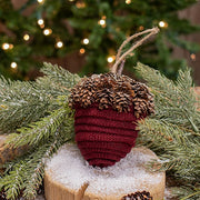 Burgundy Acorn Glittered Ornament