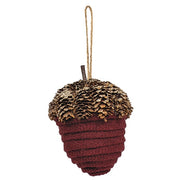 Burgundy Acorn Glittered Ornament