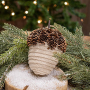 Ivory Acorn Glittered Ornament